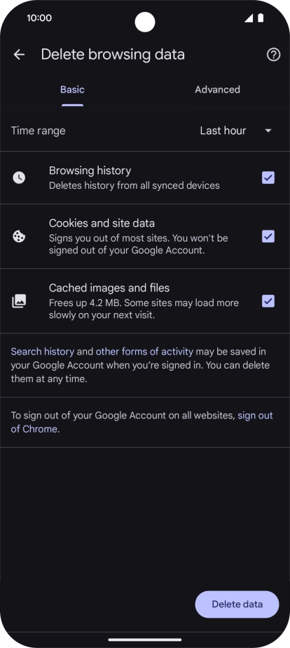 Press the fields next to the required data types.