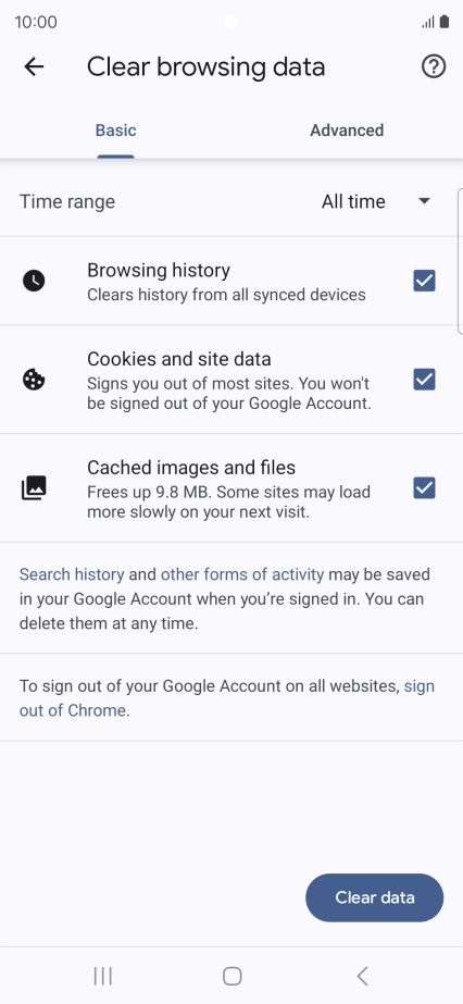Press the fields next to the required data types.