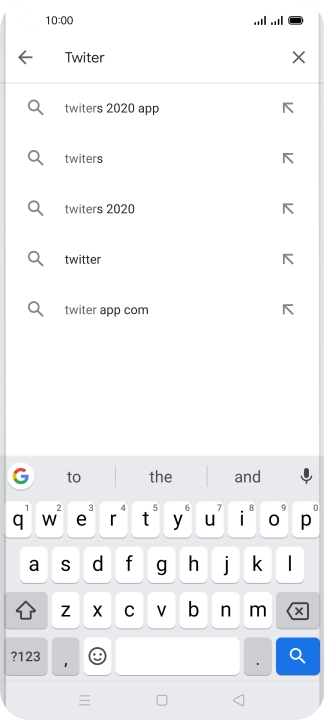 Key in Twitter and press the search icon.