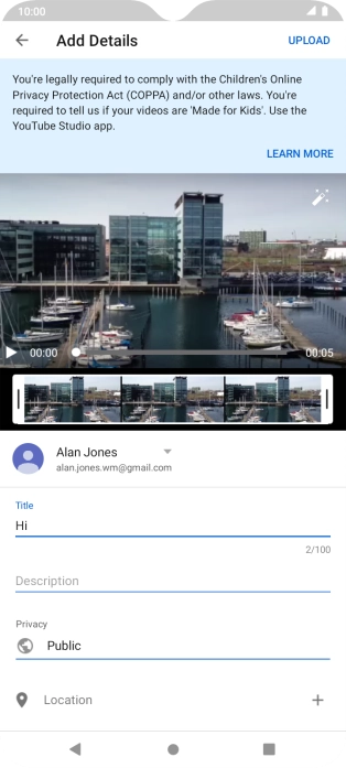 Key in the required text and press UPLOAD.