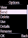 Select Send and press the Left selection key.