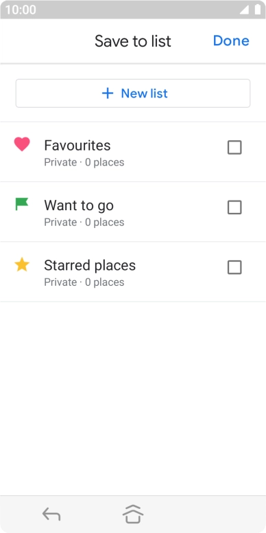 If you select New list, follow the instructions on the screen to create a new list.