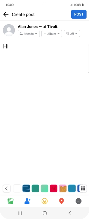 Write the required text and press POST.