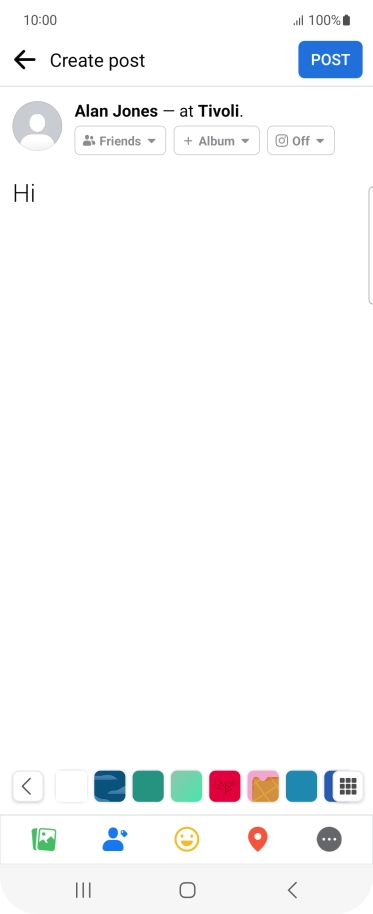 Write the required text and press POST.