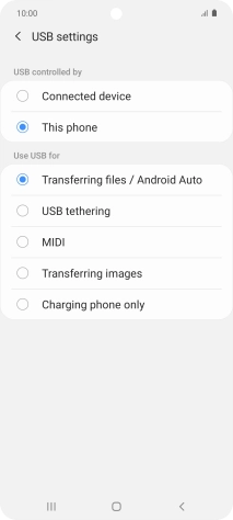 Press Transferring files / Android Auto.