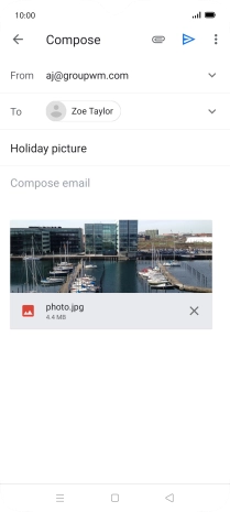 Press the text input field and write the text for your email message.