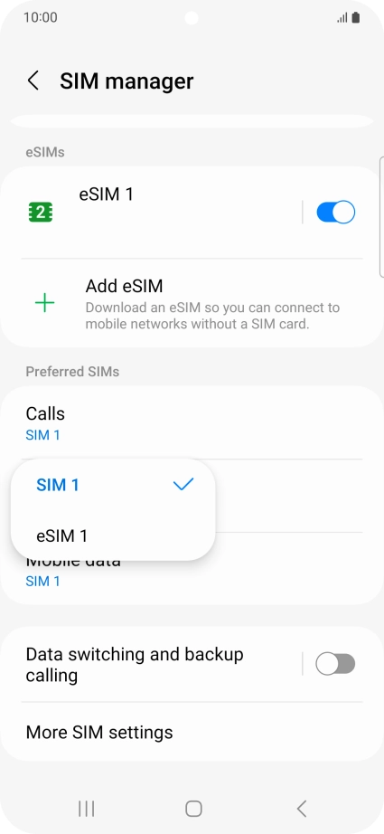 Press the required SIM.