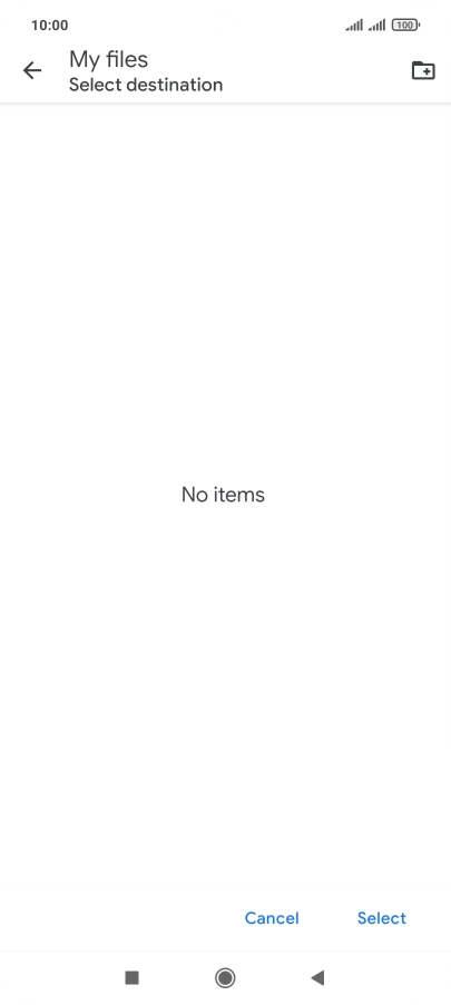 To create a new folder, press the new folder icon and follow the instructions on the screen to create a new folder.