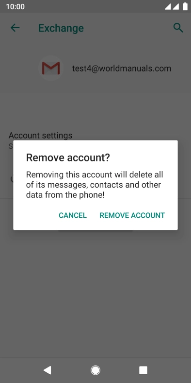 Press REMOVE ACCOUNT.