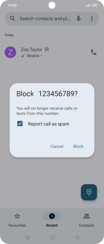 To report the number as spam, press the field next to 