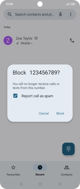 To report the number as spam, press the field next to 
