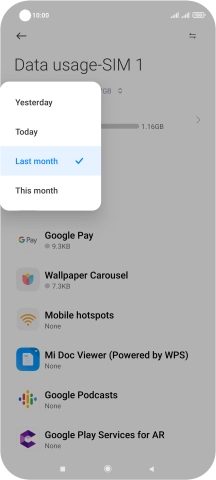 Press the required setting.