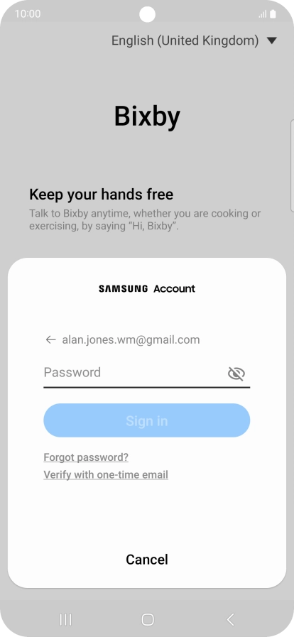 Press Password and key in the password for your Samsung account.