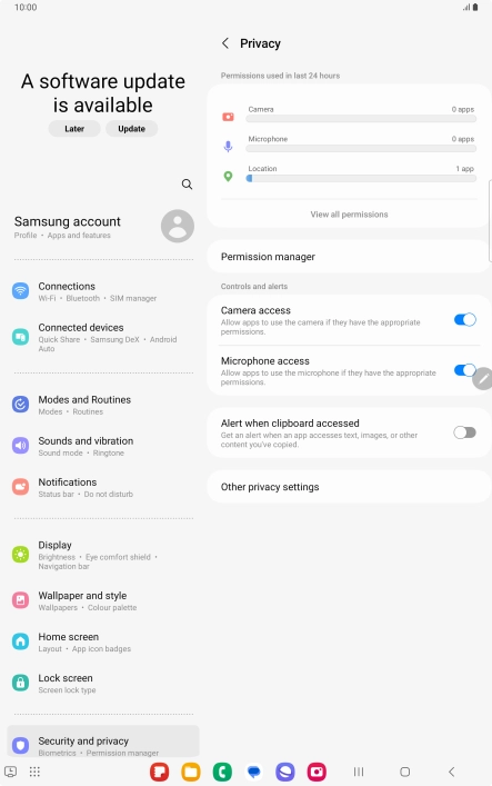 Press Permission manager.