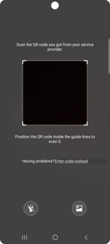 Place the QR code you've received inside the phone camera frame to scan the code. If you’ve deleted your eSIM, you can re-add it using your existing QR code. If you’re having problems, see our FAQ.