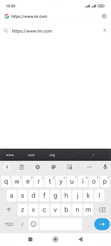 Key in the address of the required web page and press arrow right.