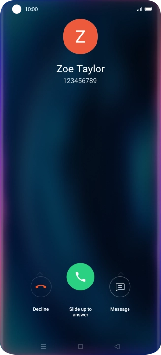 Press and drag the accept call icon upwards.