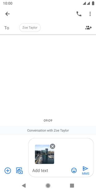 Press the text input field and write the text for your picture message.