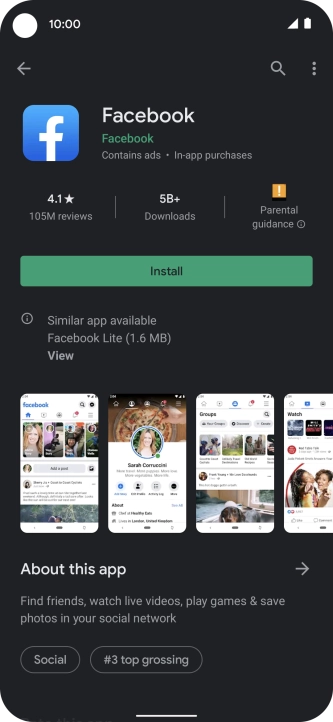 Press Install and follow the instructions on the screen to install the app.