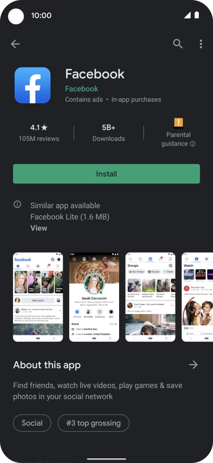 Press Install and follow the instructions on the screen to install the app.