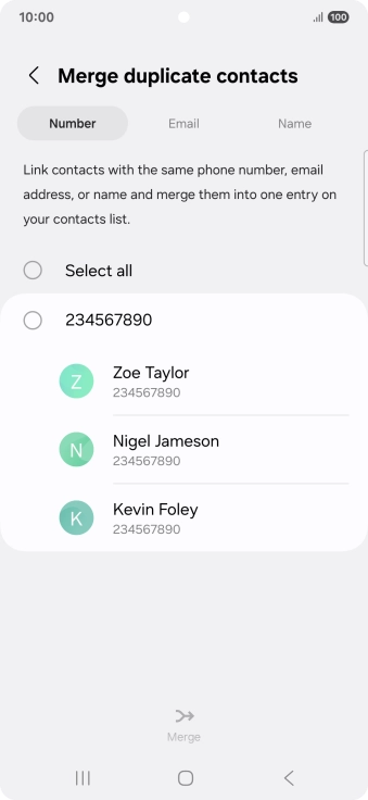Press the field next to the required number.