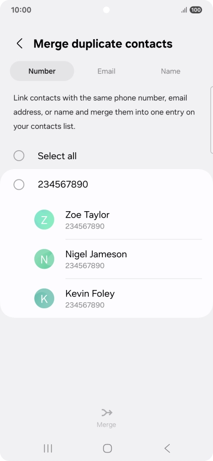 Press the field next to the required number.