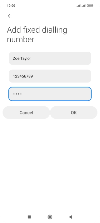 Key in your PIN2 and press OK. The default PIN2 is 1111.