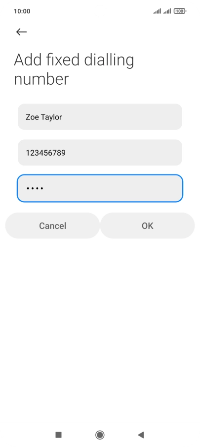 Key in your PIN2 and press OK. The default PIN2 is 1111.