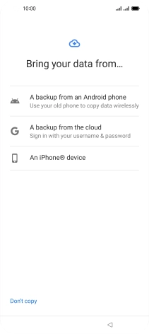 Press the required setting and follow the instructions on the screen to transfer the content from another phone.