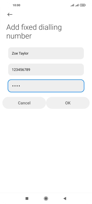 Key in your PIN2 and press OK. The default PIN2 is 1111.