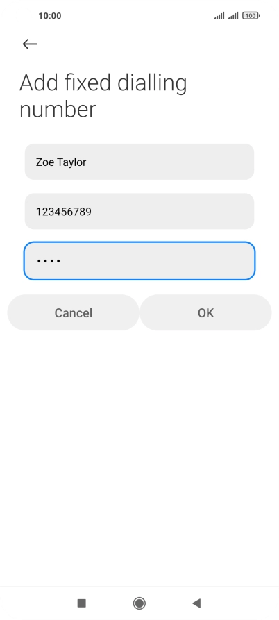 Key in your PIN2 and press OK. The default PIN2 is 1111.