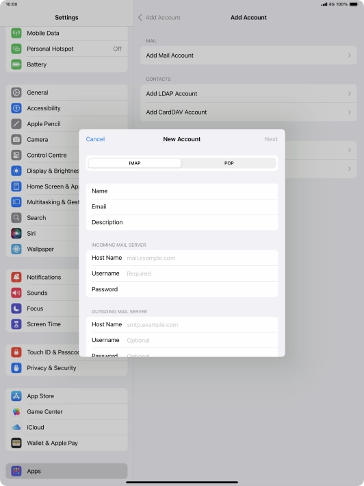 Press IMAP.