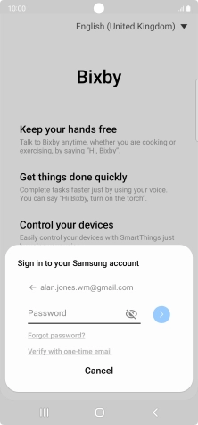 Press Password and key in the password for your Samsung account.