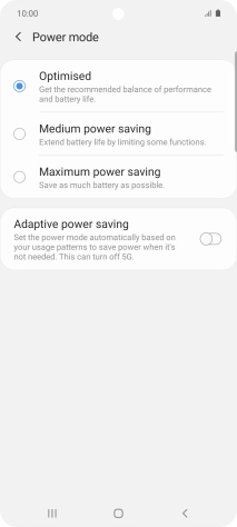 Press the required power saver mode.