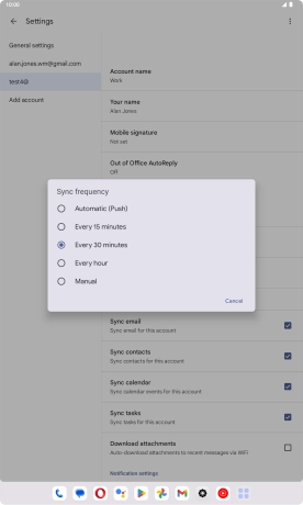 Press the required setting.