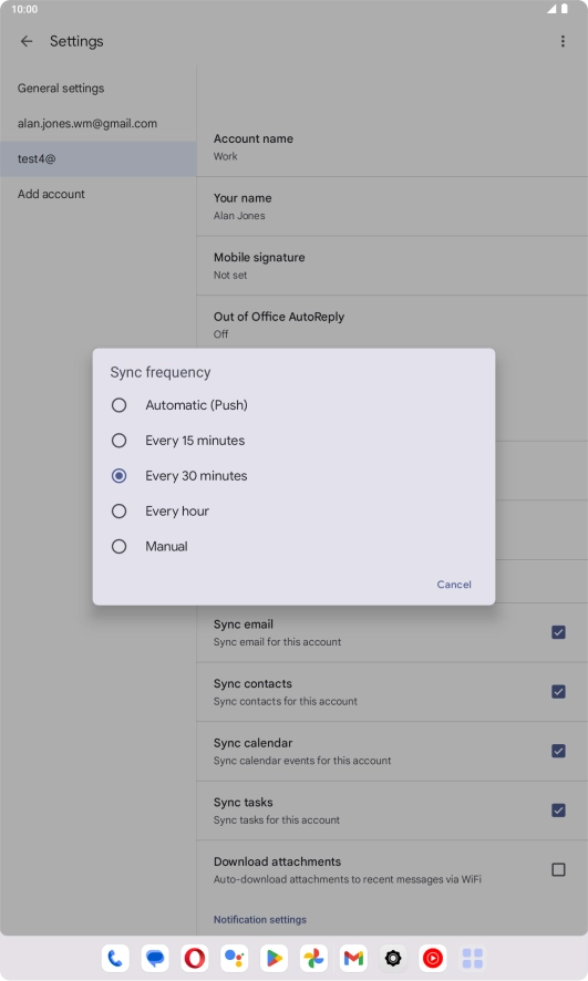 Press the required setting.
