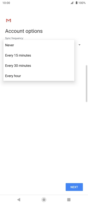 Press the required setting.