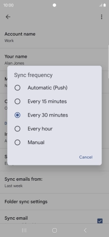 Press the required setting.