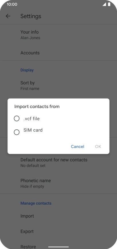Press SIM card.