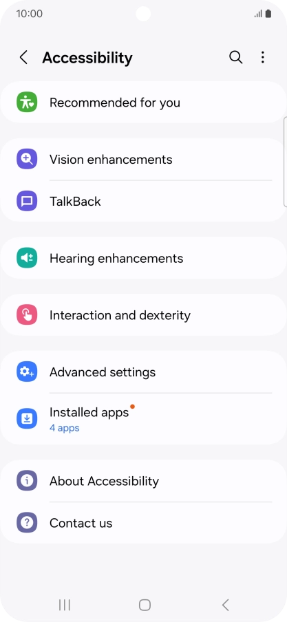 Press Vision enhancements and follow the instructions on the screen to select the required settings.