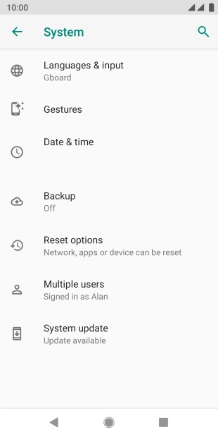Press System update. If a new software version is available, it's displayed. Follow the instructions on the screen to update the phone software.