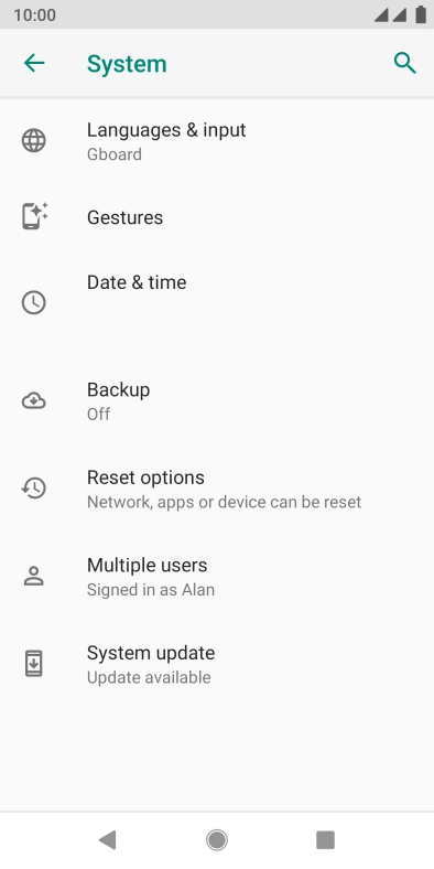 Press System update. If a new software version is available, it's displayed. Follow the instructions on the screen to update the phone software.