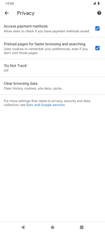 Press Clear browsing data.