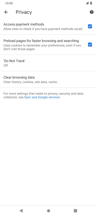 Press Clear browsing data.