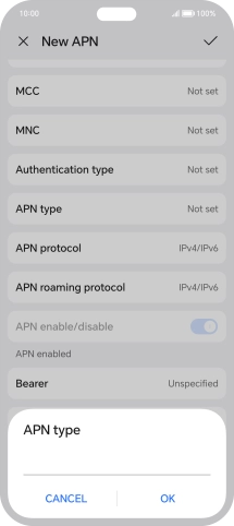 Key in default and press OK.