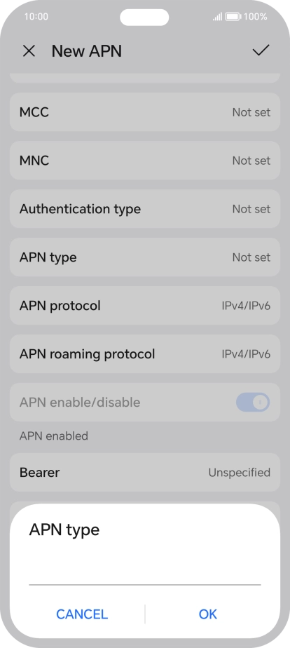 Key in default and press OK.