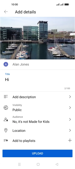 Key in the required text and press UPLOAD.