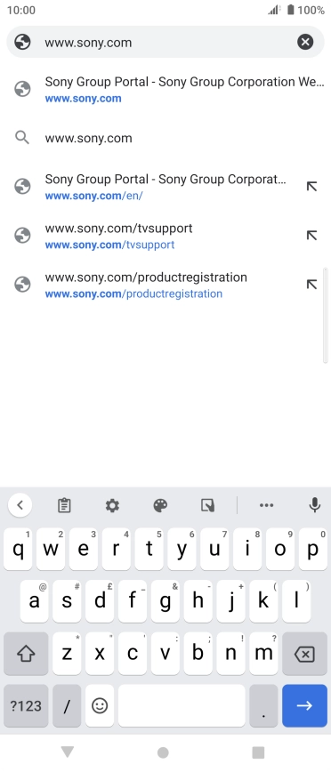 Key in the address of the required web page and press arrow right.
