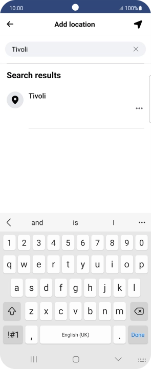 Press the required location.