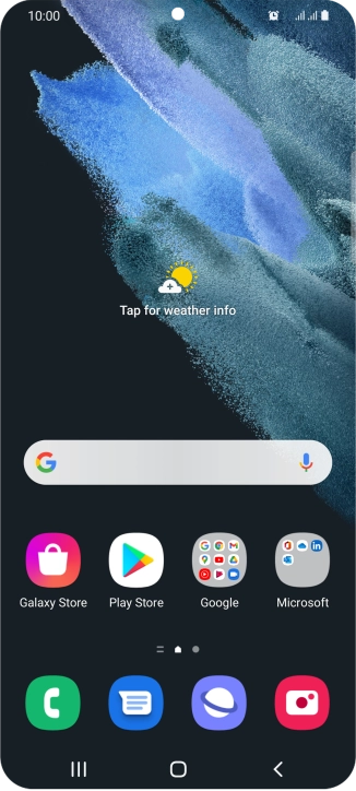 The alarm icon shows that the alarm is set.